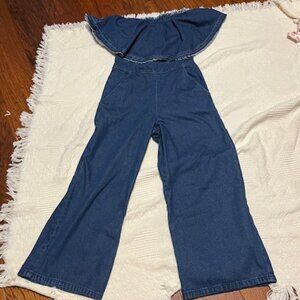 Anthropologie Hei Hei Blue Jean Off Shoulder Jumpsuit. Size XS